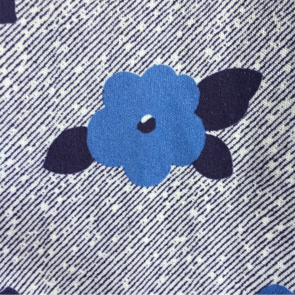 Vintage blue floral boxy buttoned womens short sleeve top blouse button 44 large - Picture 2 of 10